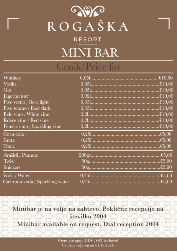 Cenik - mini bar